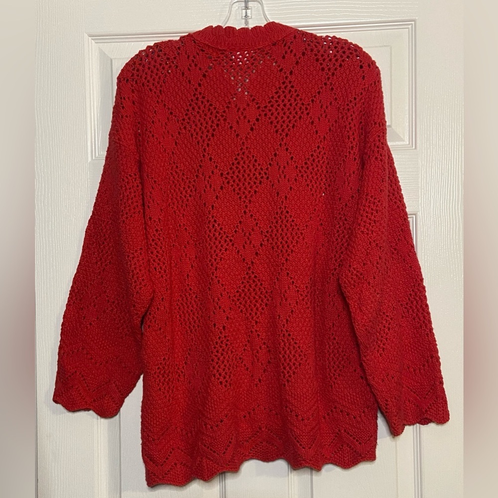 Colter Bay Women’s Cardigan HandLoomed 1989 Red Diamond Knit Size Medium - Picture 3 of 3